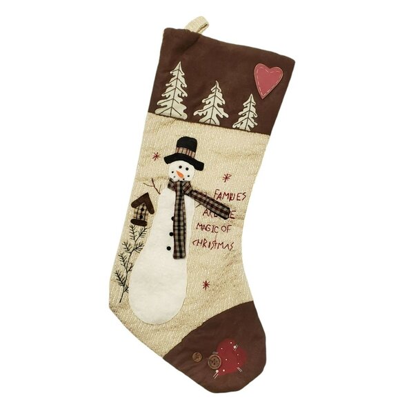 2 Dan Dee Christmas Stockings Santa Claus & Snowman Country Folk Art 17.5" New - Picture 4 of 11